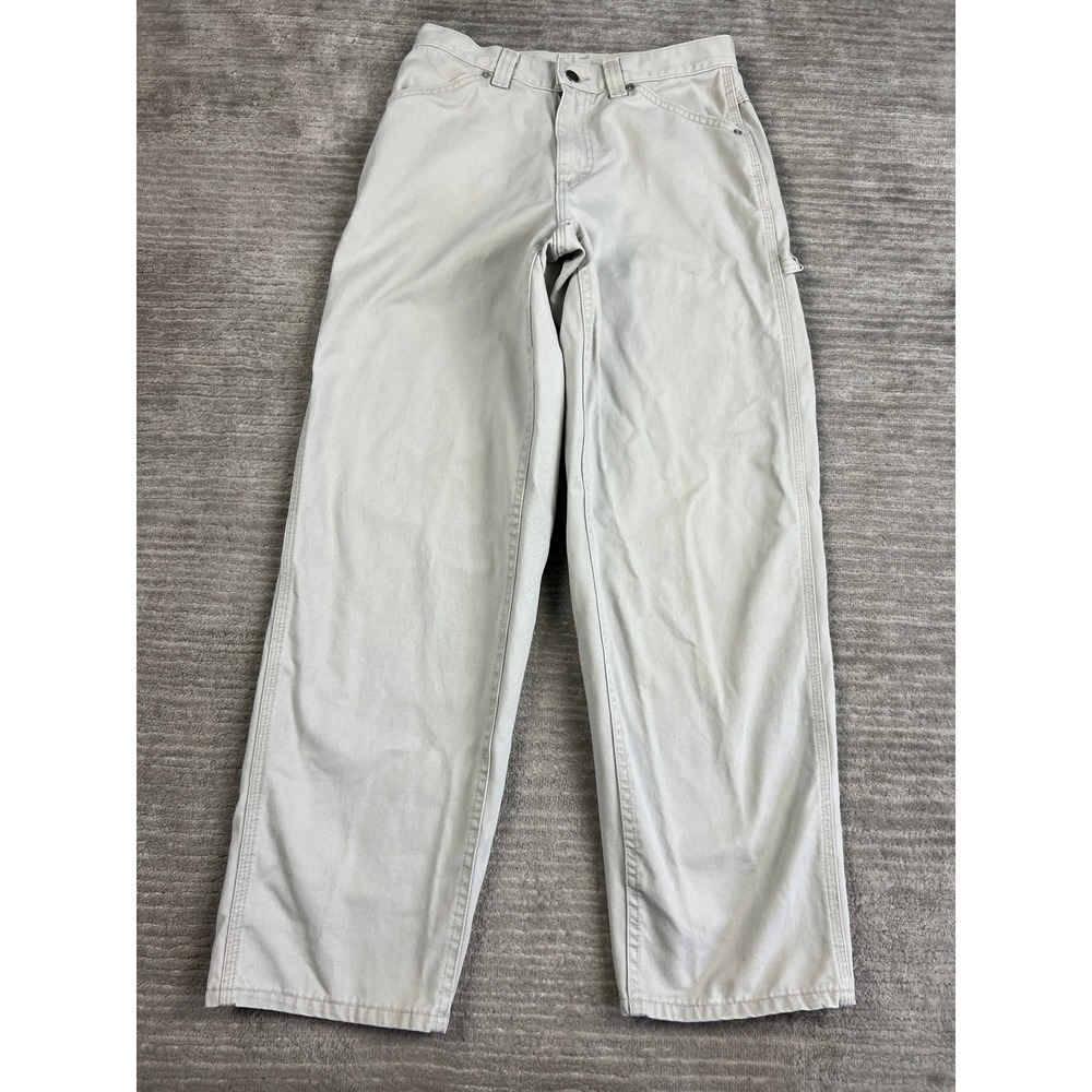 Lee Carpenter Pants Men 30x27 Tan Riveted Relaxed Fit Straight Leg Utility Pants